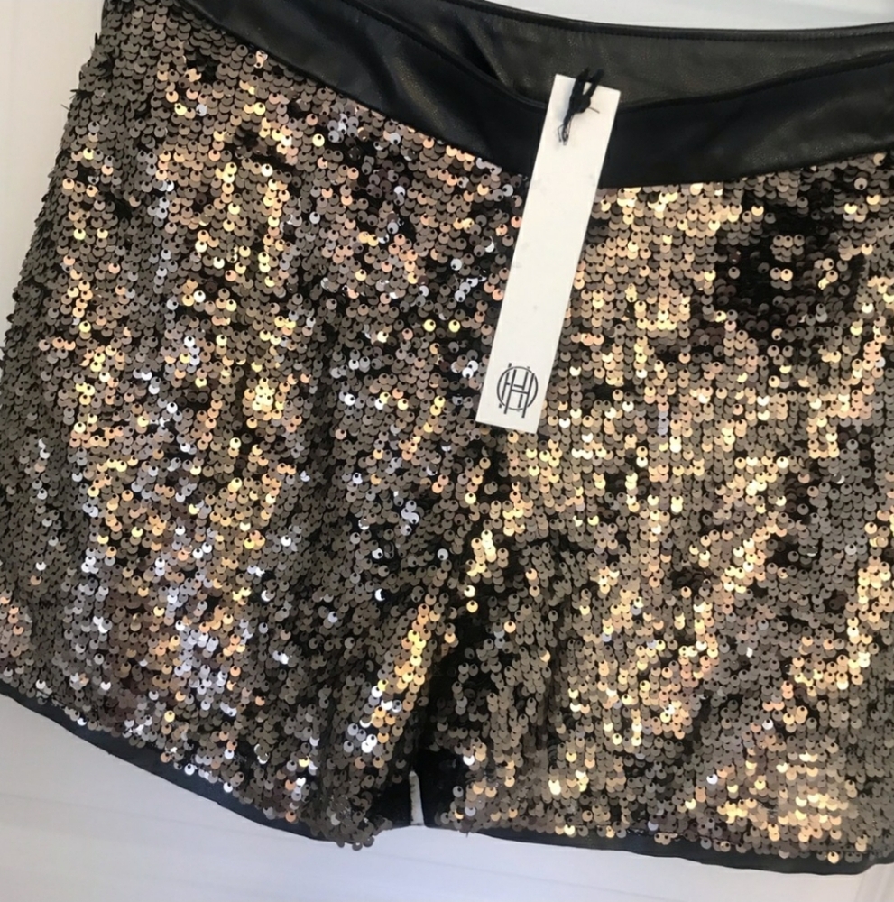 HOUSE OF HARLOW 1960 Glittering Champagne Gold Shorts - NWT